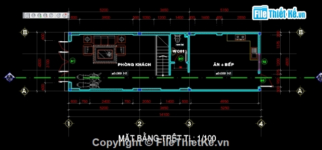 bản vẽ 2 tầng,2 tầng 4.3x14.1m,Nhà phố  2 tầng 4.3x14.1m,FIlethietke nhà phố 2 tầng,Filethiêtke 2 tầng 4.3x14.1m