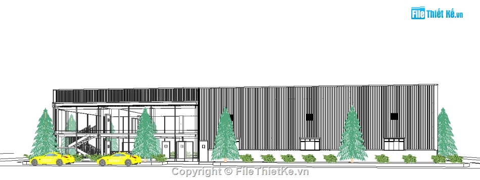 văn phòng,xưởng kết hợp văn phòng,revit văn phòng