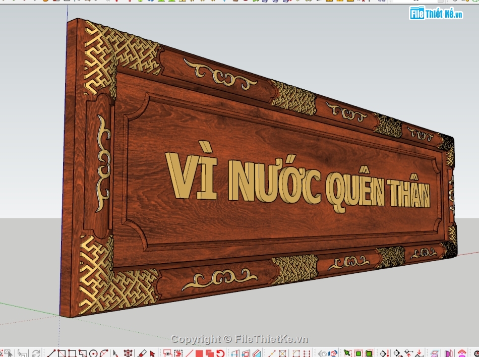 model bảng đại tự sketchup,model sketchup đồ thờ cúng,thư viện sketchup bảng đại tự,đại tự 2.8x0.8m