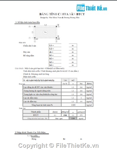 Bảng tính cốp pha,CỘT - DẦM - SÀN,tính toán,File excel tính toán thi công