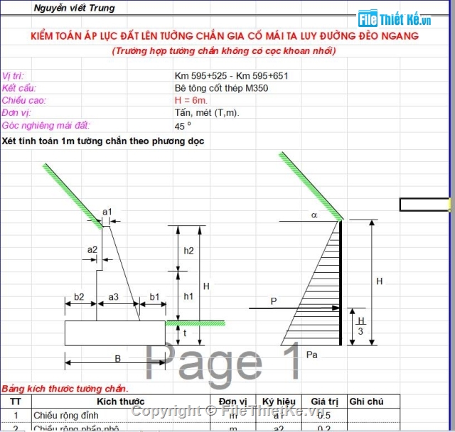 mẫu bảng tính Excel,Bảng tính kết cấu,tính toán cầu bản,Bảng tính kết cấu áo đường,Thiết kế xử lý nền đường,bảng tính kết cầu Đường