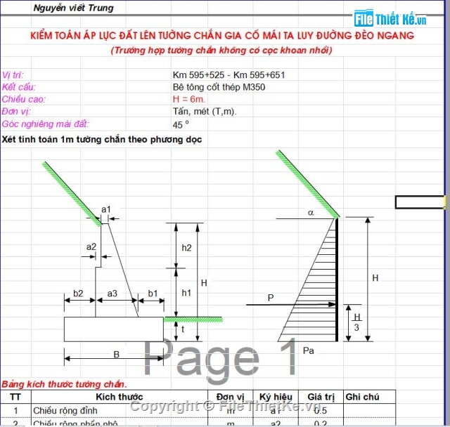 mẫu bảng tính Excel,Bảng tính kết cấu,tính toán cầu bản,Bảng tính kết cấu áo đường,Thiết kế xử lý nền đường,bảng tính kết cầu Đường