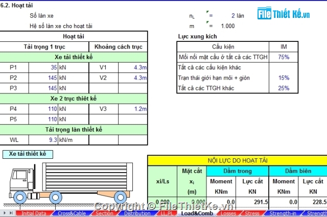 bảng tính kết cấu nhịp dầm i33m,bảng tính dầm i33m,bảng tính dầm I33m căng sau