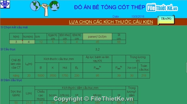 File excel lập sẵn,File excel đồ án btct,File excel tính bê tông cốt thép,Đồ án btct 2