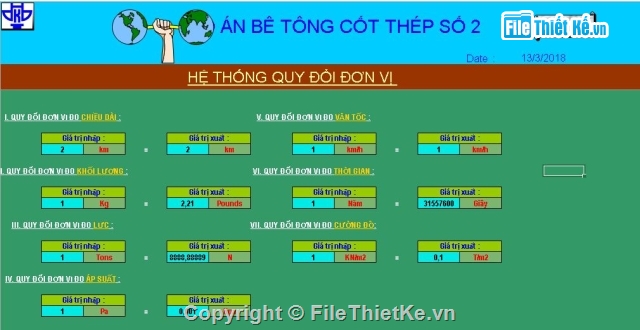 File excel lập sẵn,File excel đồ án btct,File excel tính bê tông cốt thép,Đồ án btct 2