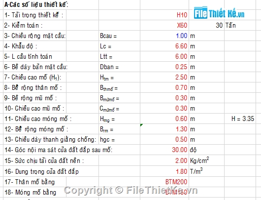 cầu bản,mố,bản tính,tính mố,excel,cầu bản mố nhẹ