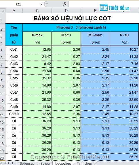 Bảng excel,tính thép cột 1 phương,Bảng excel tính thép cột 1 phương,Bảng excel tính thép