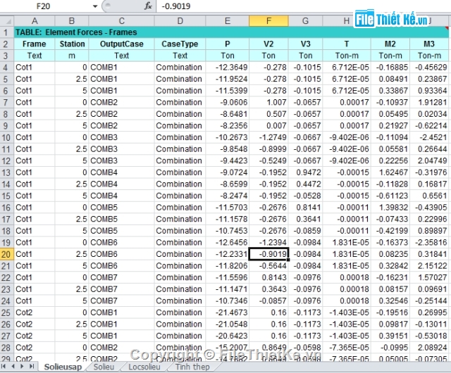 Bảng excel,tính thép cột 1 phương,Bảng excel tính thép cột 1 phương,Bảng excel tính thép