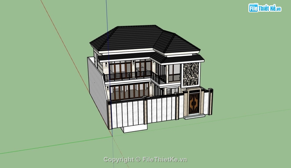 biệt thự 2 tầng,phối cảnh biệt thự 2 tầng,file sketchup biệt thự 2 tầng,thiết kế biệt thự 2 tầng,mẫu sketchup biệt thự 2 tầng