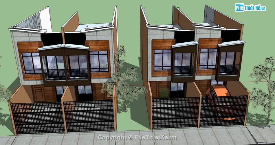 nhà phố 2 tầng đẹp,nhà phố  2 tầng,su nhà phố 2 tầng,sketchup nhà phố 2 tầng