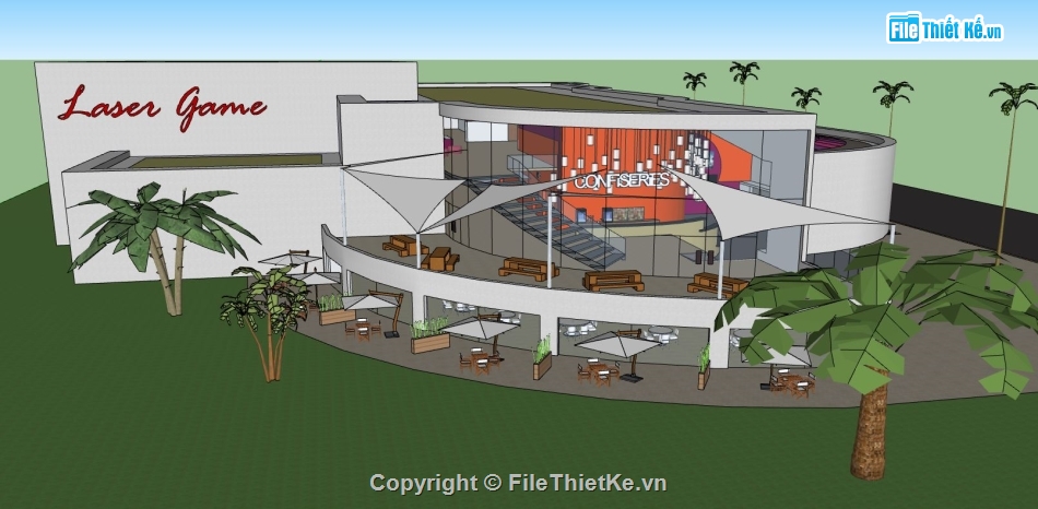 nhà hàng model su,sketchup bao cảnh nhà hàng,thiết kế nhà hàng 3d