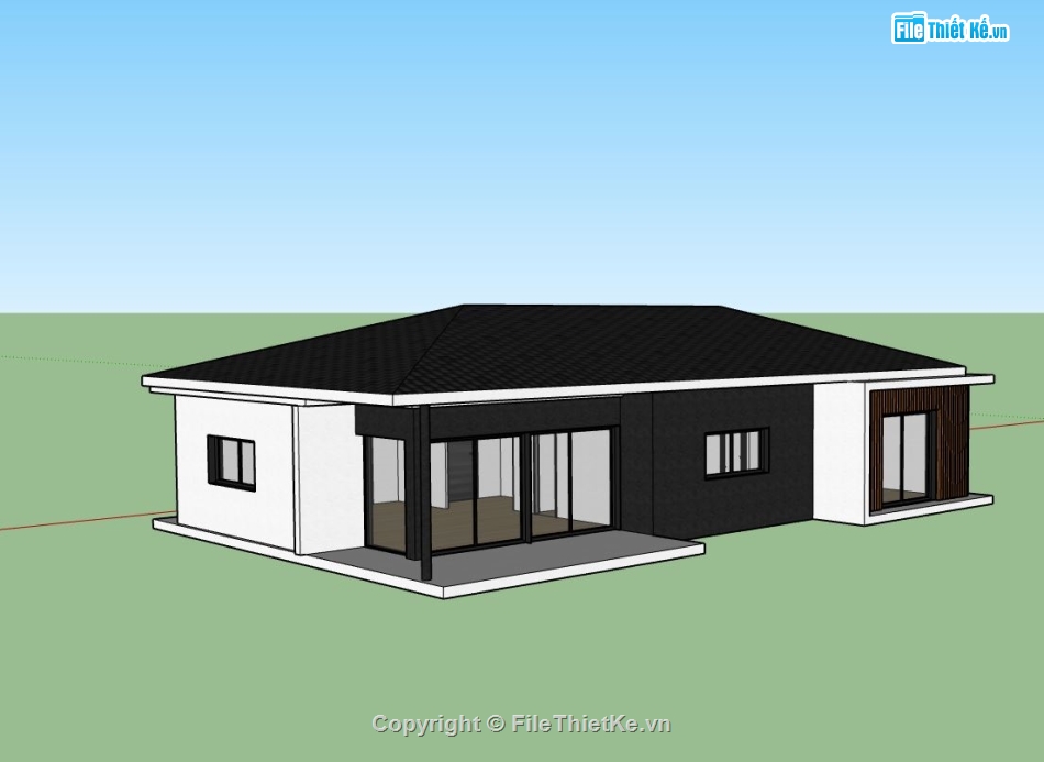 nhà cấp 4 nông thôn,sketchup nhà nông thôn,nhà cấp 4 sketchup,bao cảnh nhà cấp 4