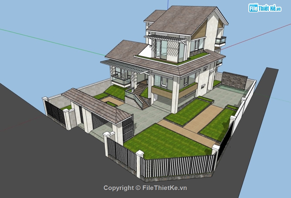 nhà phố  2 tầng,su nhà phố 2 tầng,sketchup nhà phố 2 tầng