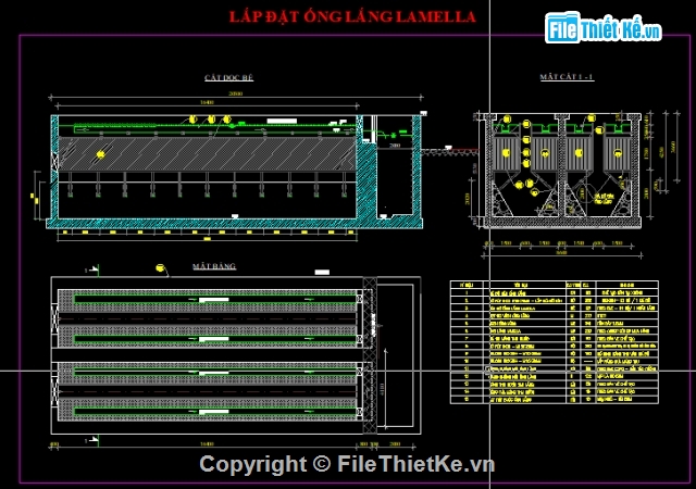 bể lắng lamen,Hệ thống sàn thao tác,Hệ thống đường ống