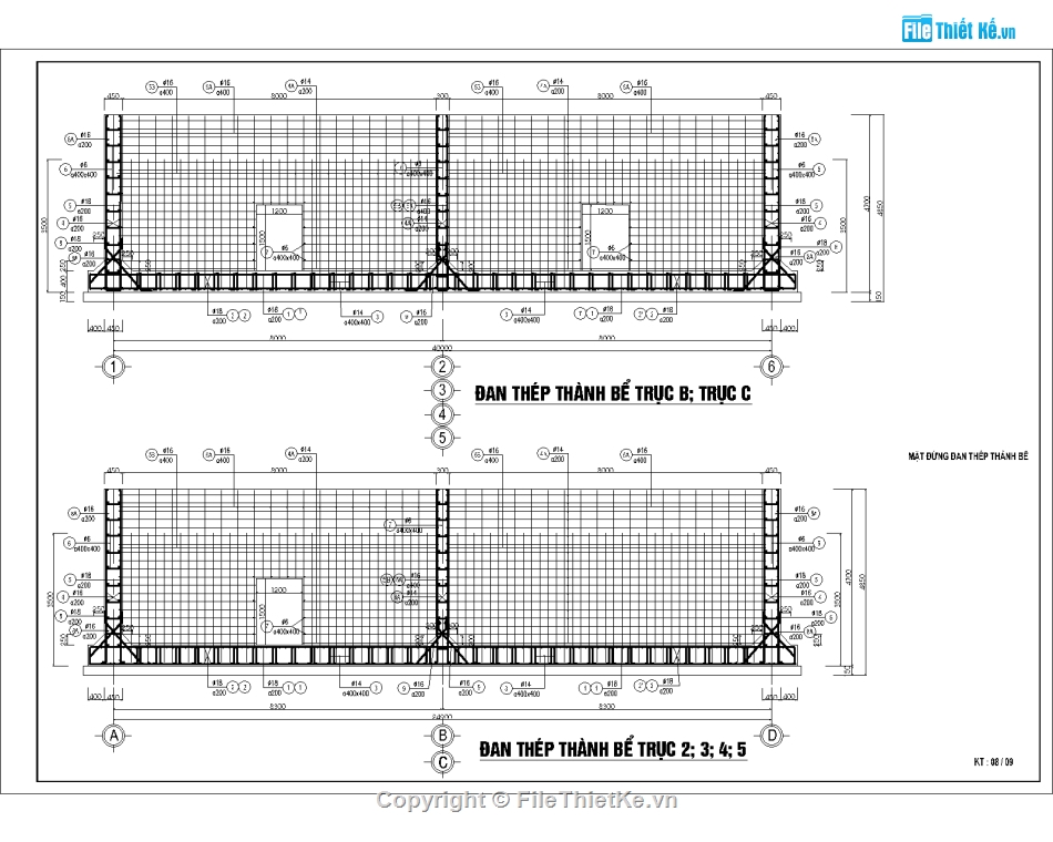 Bể nước tuần hoàn 400m3,file cad bể nước,File cad bể nước tuần hoàn,bể nước tuần hoàn