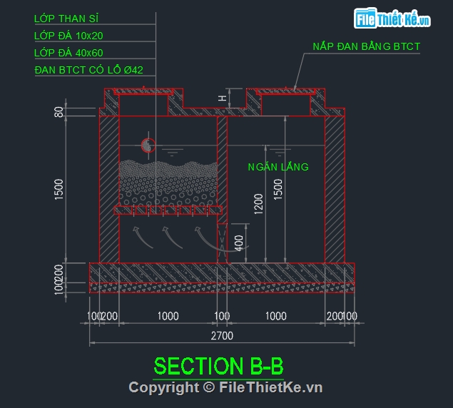 File cad bể tự hoại,hầm tự hoại,Bể Tự Hoại Nhà Phố,bản vẽ bệ tự hoại