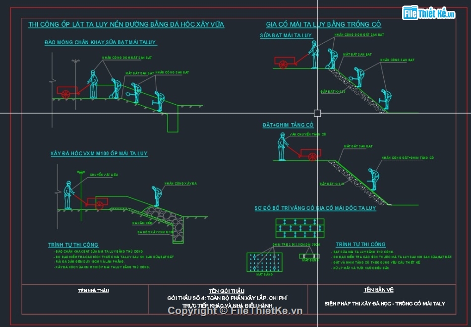 bản vẽ biện pháp thi công đường,File cad biện pháp thi công đường Bê tông,Biện pháp thi công đường nông thôn