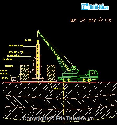 thi công ép cọc,Bố trí máy thi công ép cọc,thi công,Phương pháp thi công