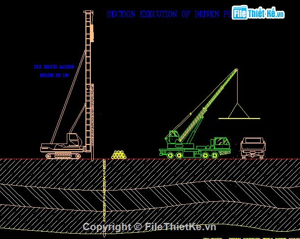 thi công ép cọc,Bố trí máy thi công ép cọc,thi công,Phương pháp thi công