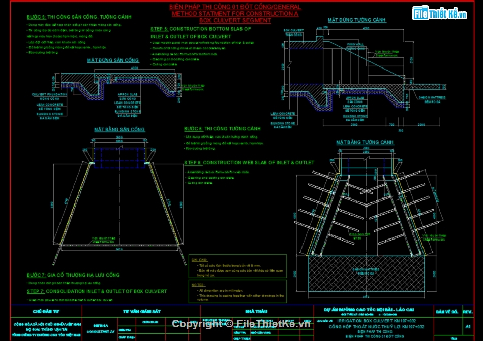 biện pháp thi công cống,cống hộp 2x2,bản vẽ thi công,cống hộp,biện pháp thi công cống hộp