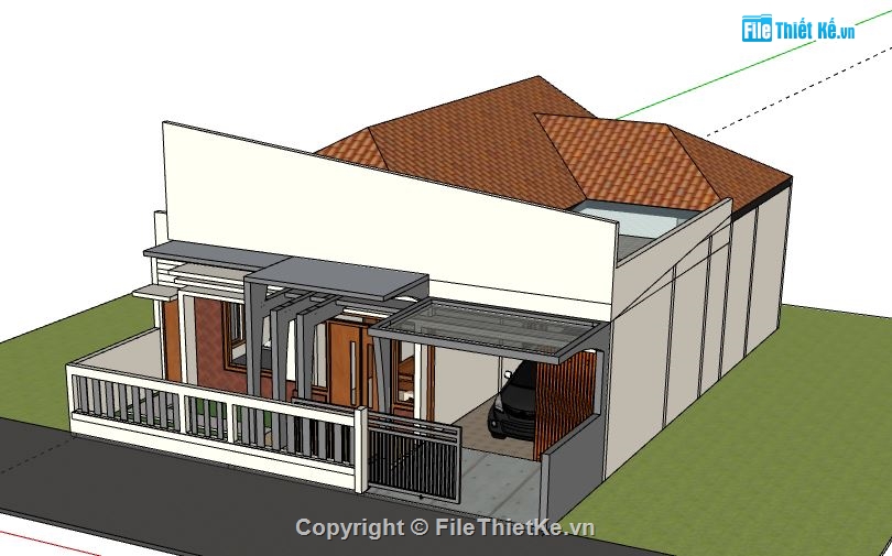 Biệt thự 1 tầng,model su biệt thự 1 tầng,biệt thự 1 tầng file su,sketchup biệt thự 1 tầng,biệt thự 1 tầng sketchup