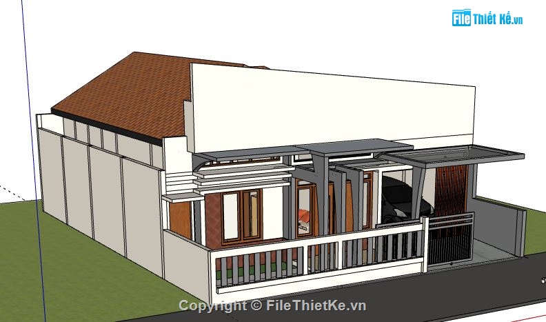 Biệt thự 1 tầng,model su biệt thự 1 tầng,biệt thự 1 tầng file su,sketchup biệt thự 1 tầng,biệt thự 1 tầng sketchup