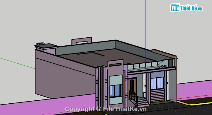 Biệt thự 1 tầng,model su biệt thự 1 tầng,file sketchup biệt thự 1 tầng