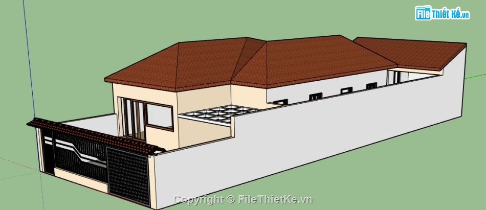 Biệt thự 1 tầng,model su biệt thự 1 tầng,file su biệt thự 1 tầng,biệt thự 1 tầng sketchup,sketchup biệt thự 1 tầng