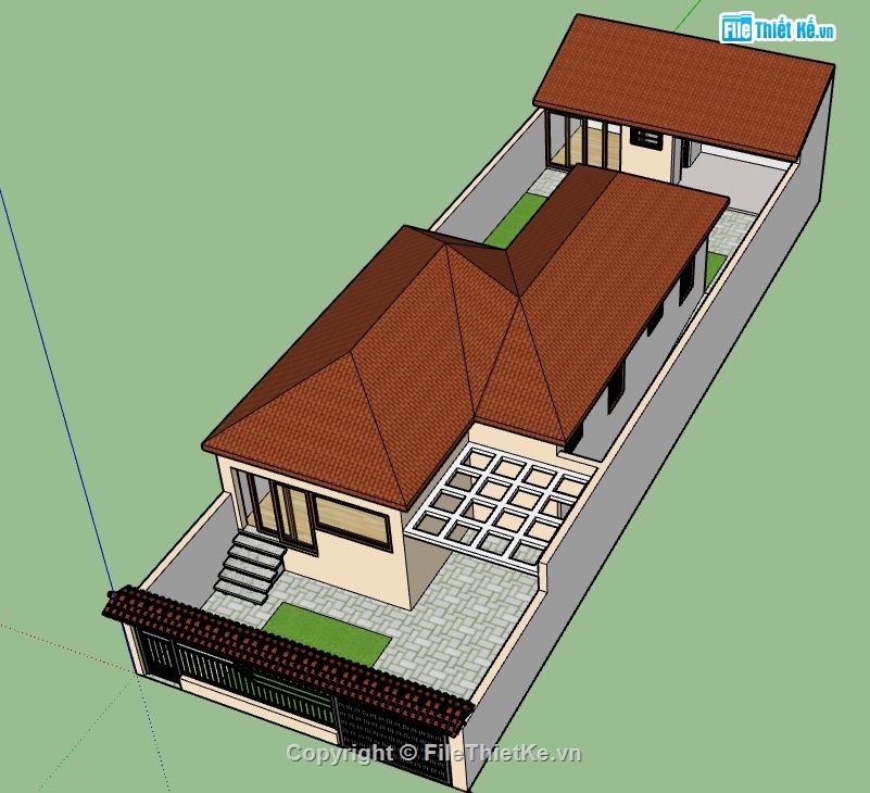 Biệt thự 1 tầng,model su biệt thự 1 tầng,file su biệt thự 1 tầng,biệt thự 1 tầng sketchup,sketchup biệt thự 1 tầng