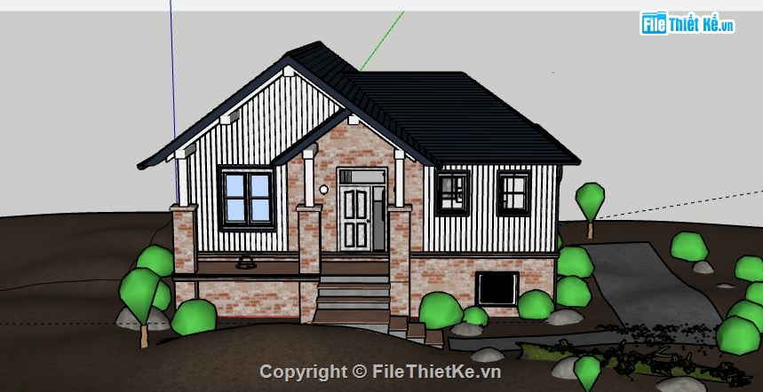 Biệt thự 1 tầng,model su biệt thự 1 tầng,file su biệt thự 1 tầng,biệt thự 1 tầng sketchup