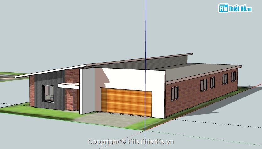 Biệt thự 1 tầng,model biệt thự 1 tầng,biệt thự 1 tầng file su,sketchup biệt thự 1 tầng