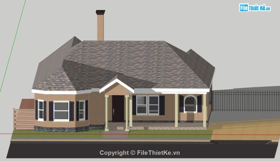 Biệt thự 1 tầng,model su biệt thự 1 tầng,biệt thự 1 tầng file su,sketchup biệt thự 1 tầng,biệt thự 1 tầng sketchup