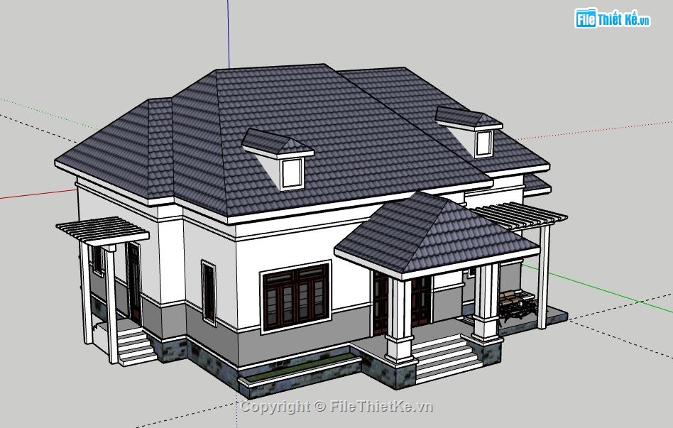 model su biệt thự 1 tầng,biệt thự 1 tầng file su,biệt thự 1 tầng file sketchup,sketchup biệt thự 1 tầng