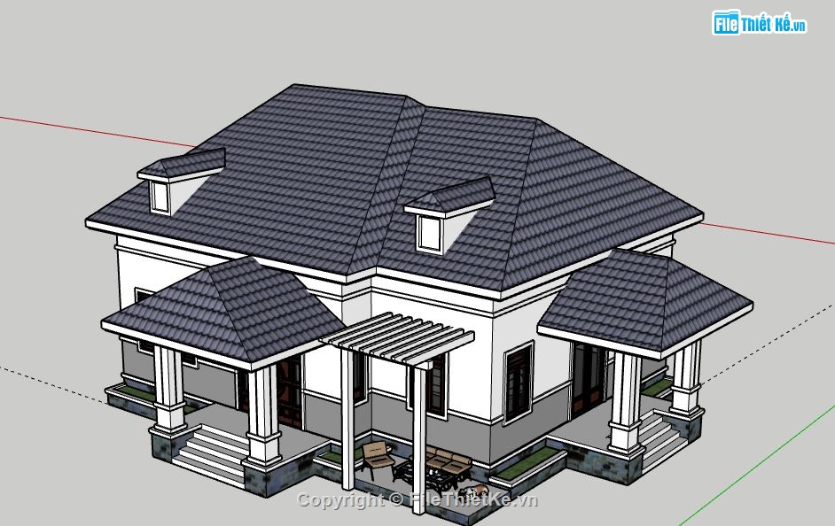 model su biệt thự 1 tầng,biệt thự 1 tầng file su,biệt thự 1 tầng file sketchup,sketchup biệt thự 1 tầng