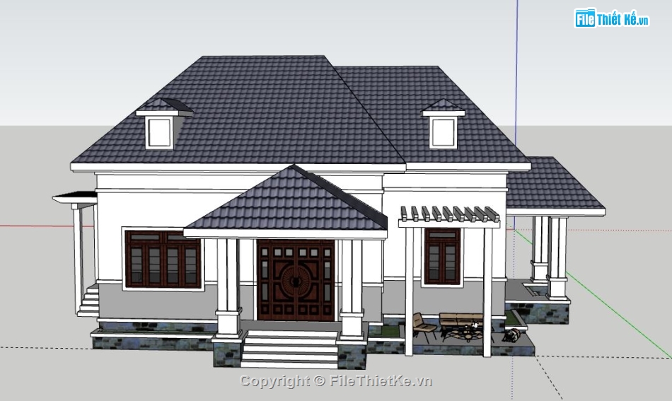 model su biệt thự 1 tầng,biệt thự 1 tầng file su,biệt thự 1 tầng file sketchup,sketchup biệt thự 1 tầng