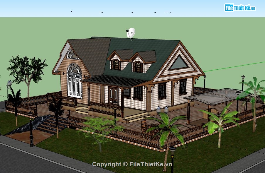 Biệt thự 1 tầng,model su biệt thự 1 tầng,biệt thự 1 tầng file su