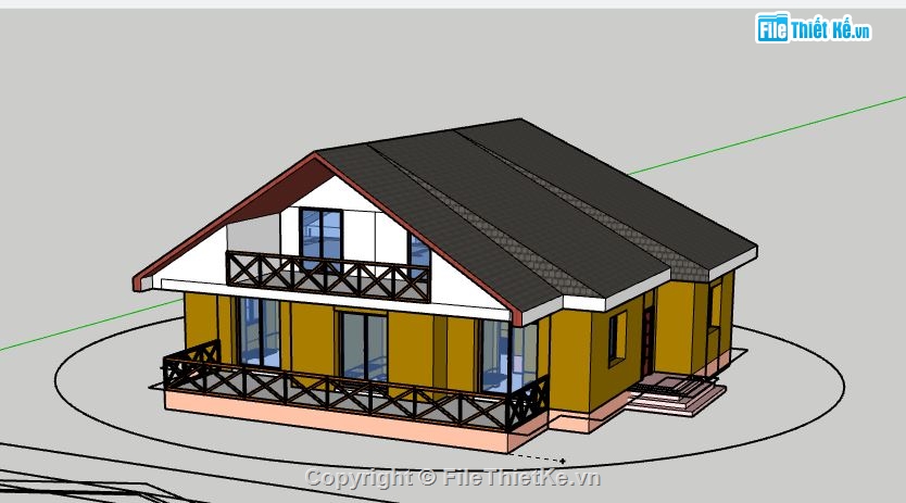 Biệt thự 1 tầng,model su biệt thự 1 tầng,biệt thự 1 tầng sketchup,sketchup biệt thự 1 tầng