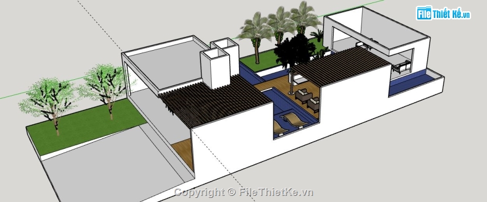 Biệt thự 1 tầng,model su biệt thự 1 tầng,biệt thự 1 tầng file su,sketchup biệt thự 1 tầng,biệt thự 1 tầng file sketchup