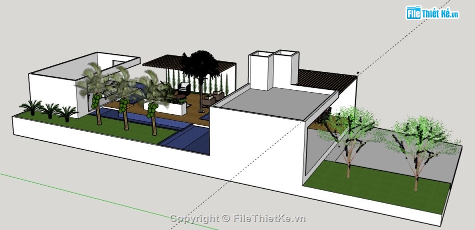 Biệt thự 1 tầng,model su biệt thự 1 tầng,biệt thự 1 tầng file su,sketchup biệt thự 1 tầng,biệt thự 1 tầng file sketchup