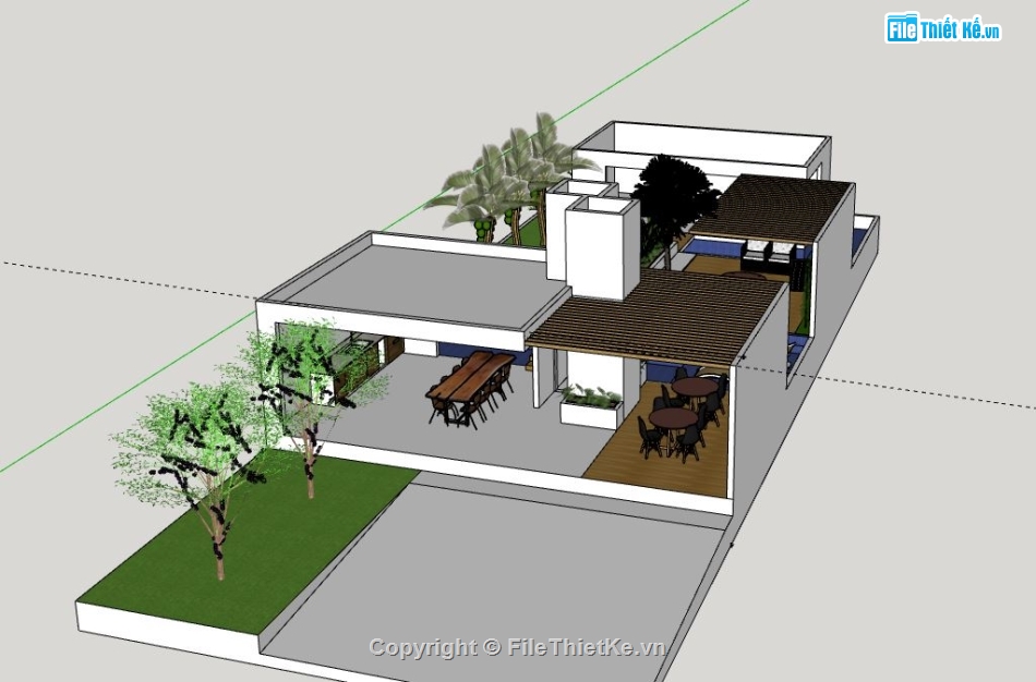Biệt thự 1 tầng,model su biệt thự 1 tầng,biệt thự 1 tầng file su,sketchup biệt thự 1 tầng,biệt thự 1 tầng file sketchup