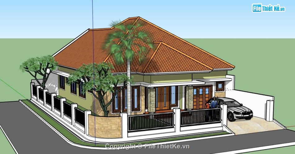 Biệt thự 1 tầng,model su biệt thự 1 tầng,biệt thự 1 tầng file su