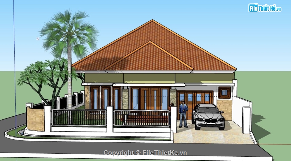 Biệt thự 1 tầng,model su biệt thự 1 tầng,biệt thự 1 tầng file su
