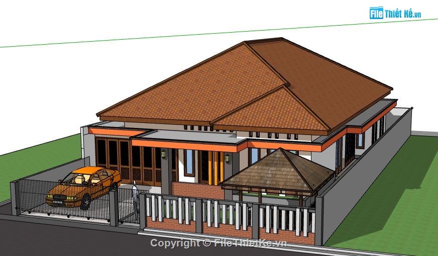 Biệt thự 1 tầng,model su biệt thự 1 tầng,biệt thự 1 tầng,file su biệt thự 1 tầng,sketchup biệt thự 1 tầng