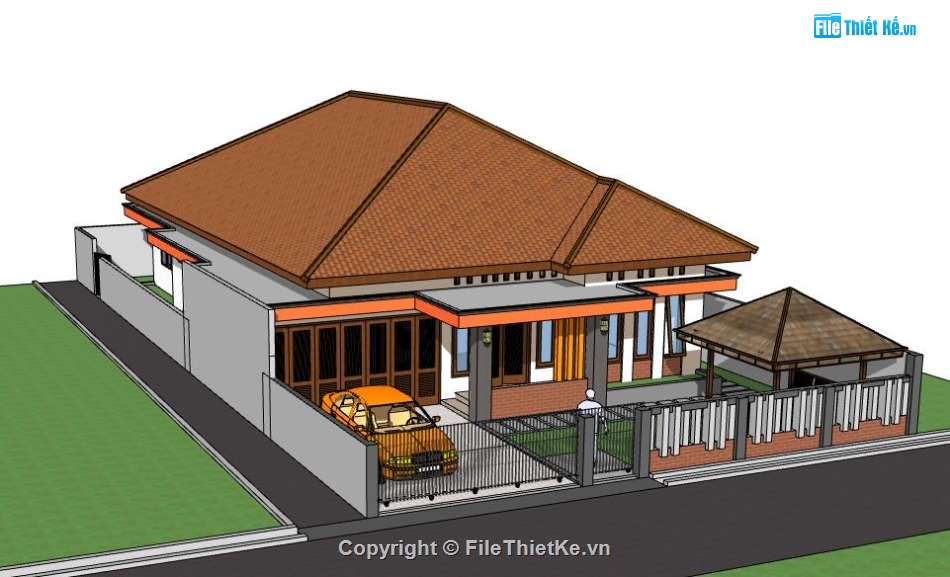 Biệt thự 1 tầng,model su biệt thự 1 tầng,biệt thự 1 tầng,file su biệt thự 1 tầng,sketchup biệt thự 1 tầng