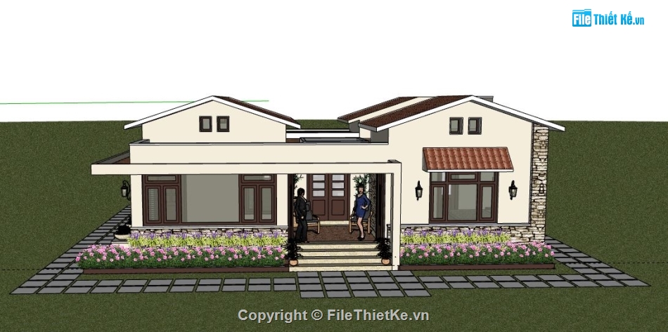 Biệt thự 1 tầng,model su biệt thự 1 tầng,biệt thự 1 tầng file su,sketchup biệt thự 1 tầng,biệt thự 1 tầng sketchup