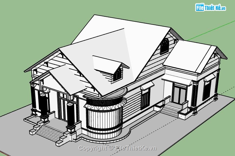 Biệt thự 1 tầng,model su biệt thự 1 tầng,biệt thự 1 tầng file su,sketchup biệt thự 1 tầng,biệt thự 1 tầng model su