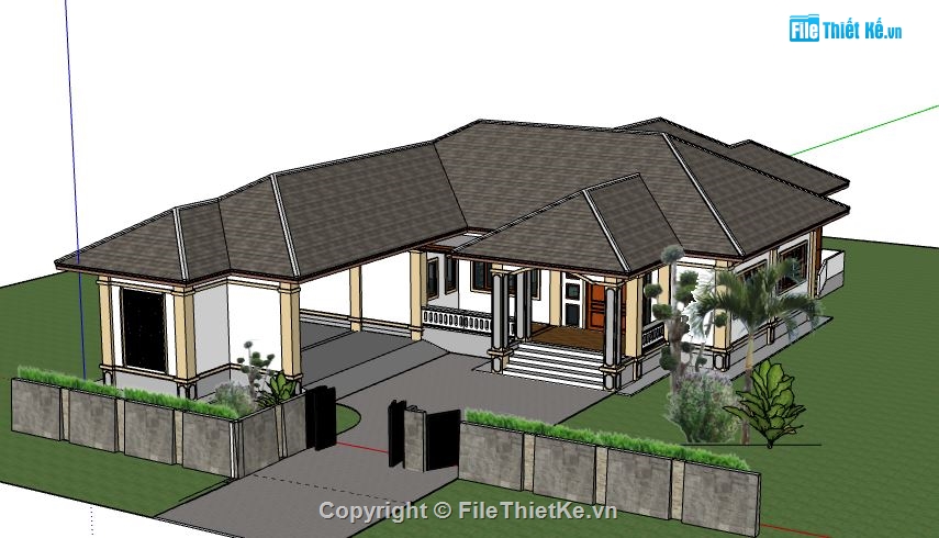 Biệt thự 1 tầng,model su biệt thự 1 tầng,biệt thự 1 tầng sketchup,file sketchup biệt thự 1 tầng,biệt thự 1 tầng file su