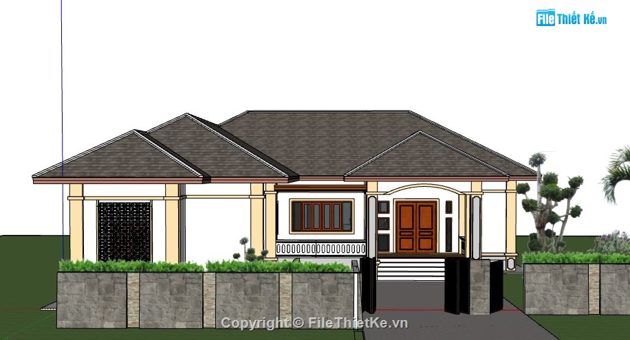 Biệt thự 1 tầng,model su biệt thự 1 tầng,biệt thự 1 tầng sketchup,file sketchup biệt thự 1 tầng,biệt thự 1 tầng file su