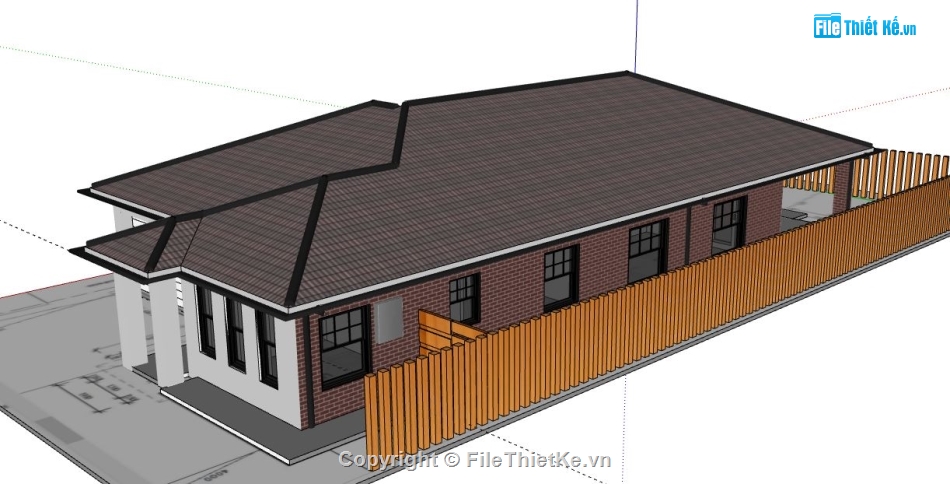 Biệt thự 1 tầng,model su biệt thự 1 tầng,biệt thự 1 tầng sketchup,sketchup biệt thự 1 tầng