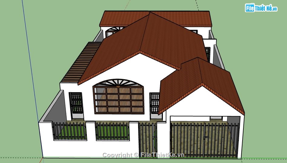 Biệt thự 1 tầng,model su biệt thự 1 tầng,file su biệt thự 1 tầng,sketchup biệt thự 1 tầng,biệt thự 1 tầng model su